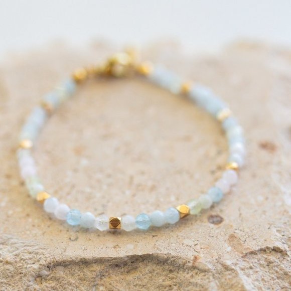 3 beaded bracelets! Bundle dainty beaded stacking bracelets amethyst rhodolite - Picture 6 of 11